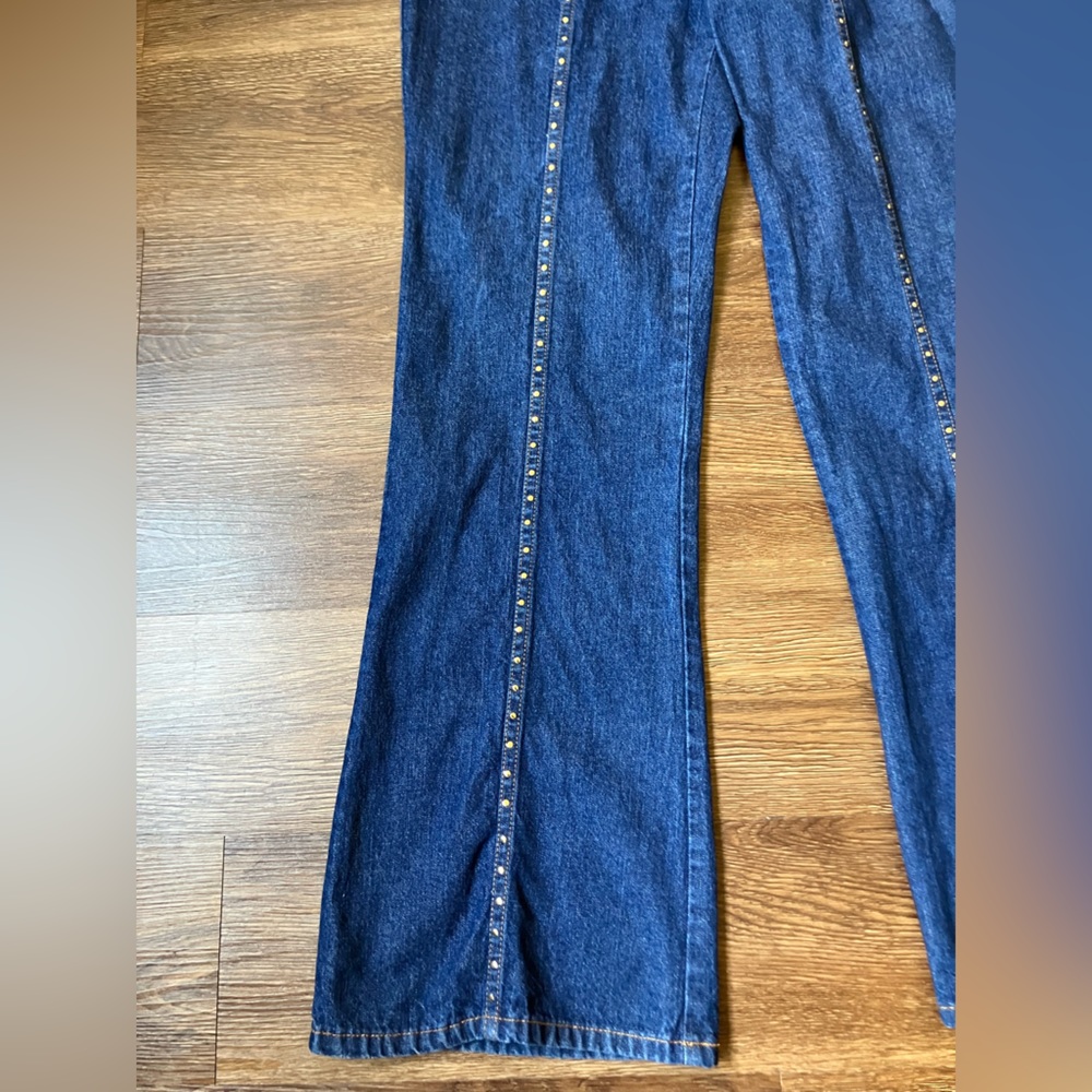 Vintage '80s Carabella Boom Boom Studded Flare Jeans Blue Denim Cotton Medium - Picture 5 of 12